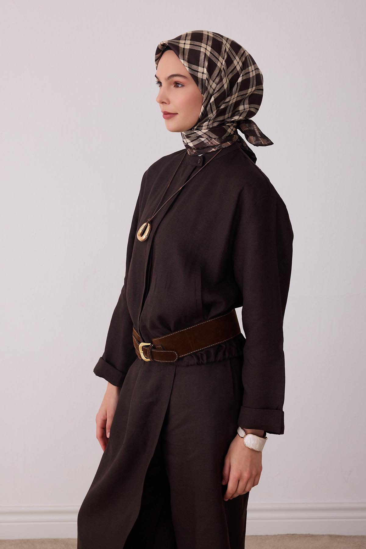 BELLİ TWİL İPEK EŞARP 2026/'27 SONBAHAR&KIŞ 4421 55 (Kahverengi)