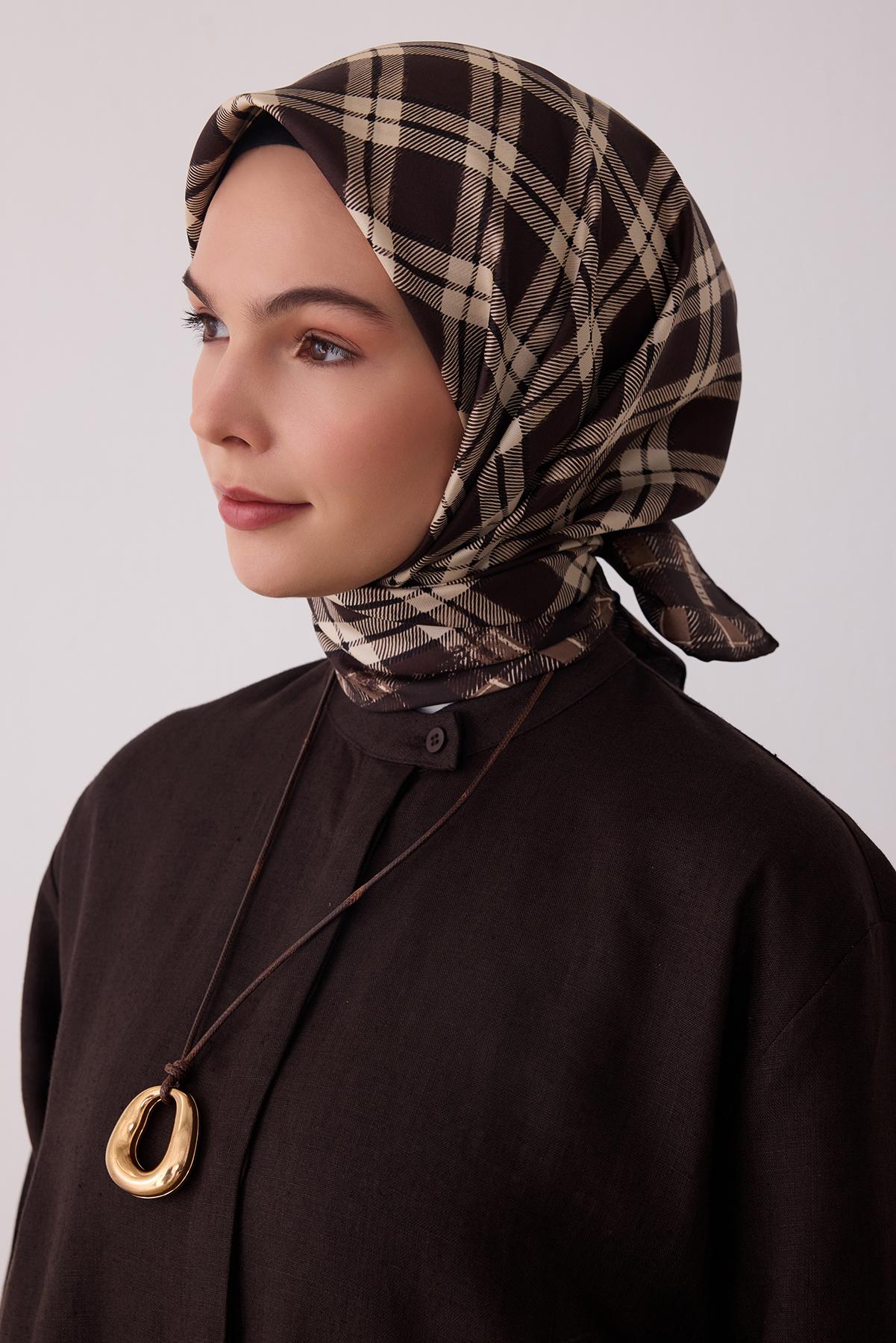 BELLİ TWİL İPEK EŞARP 2026/'27 SONBAHAR&KIŞ 4421 55 (Kahverengi)