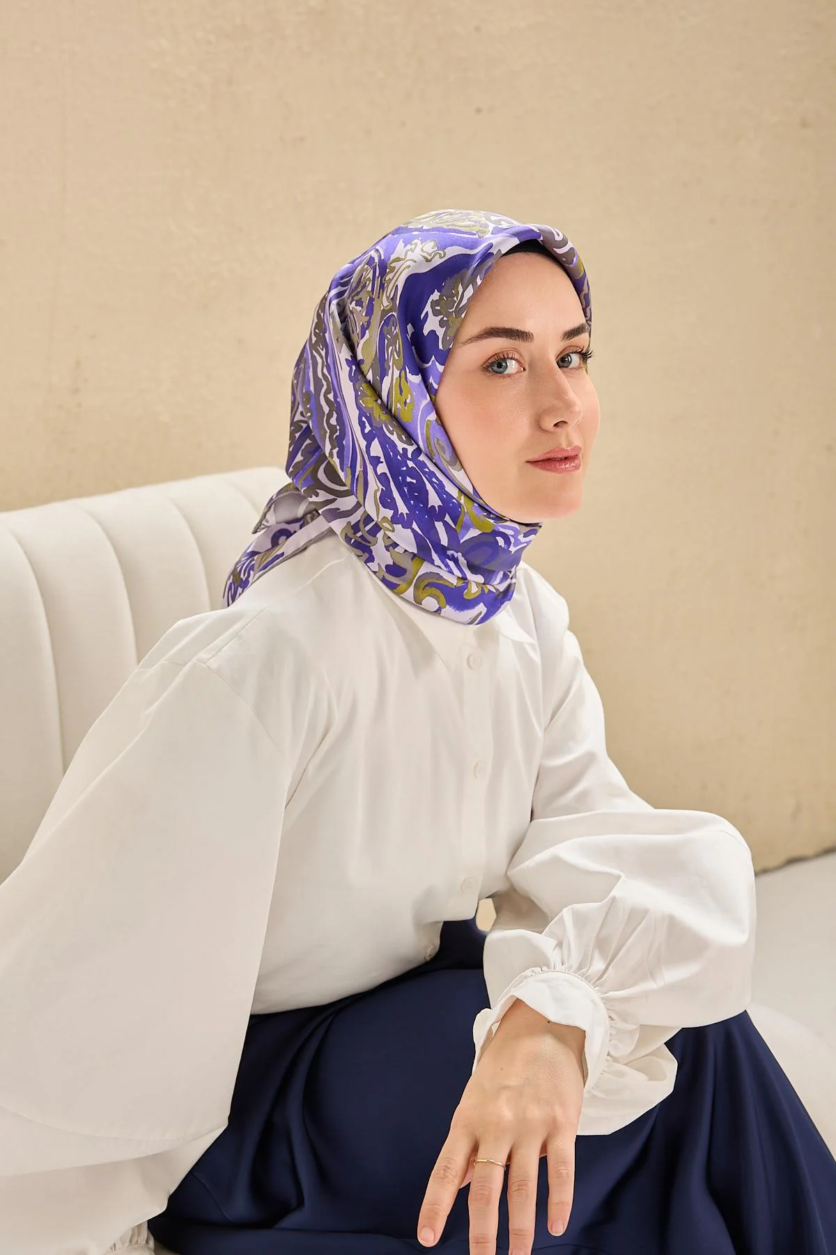 SİLK HOME Twill İpek Eşarp Art Desen Mor Ürün Kodu: 11512-16