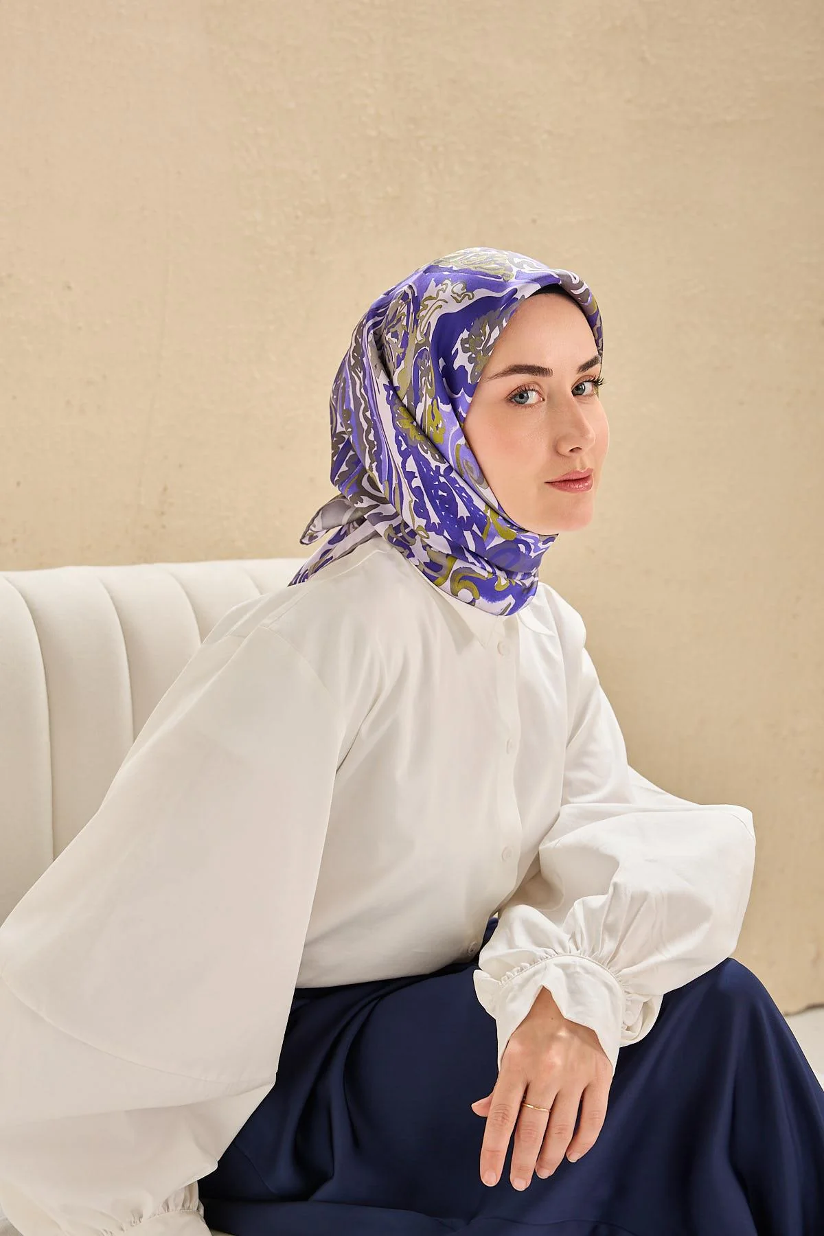 SİLK HOME Twill İpek Eşarp Art Desen Mor Ürün Kodu: 11512-16