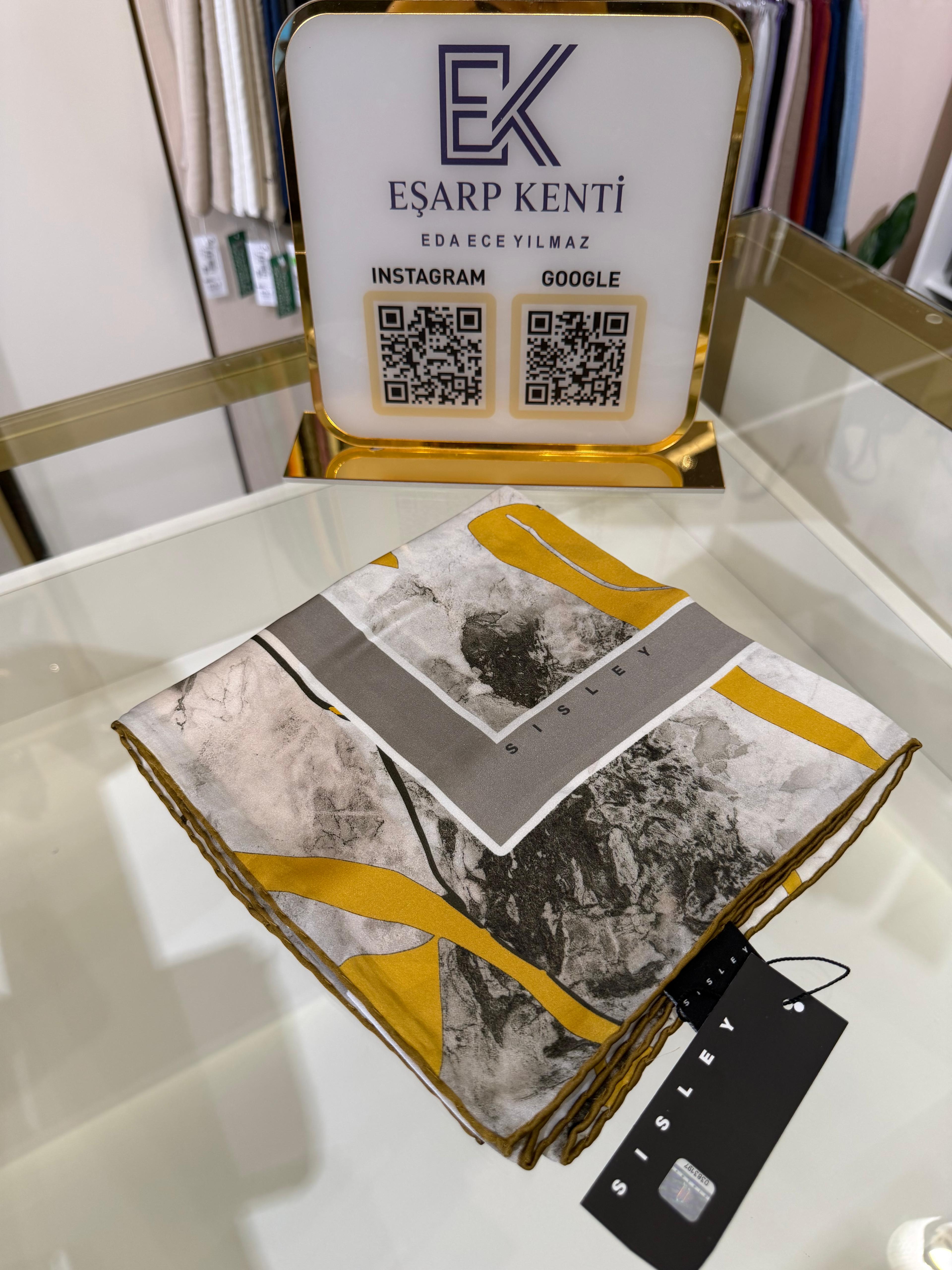 SİSLEY SURA İPEK EŞARP 2043 50 HARDAL