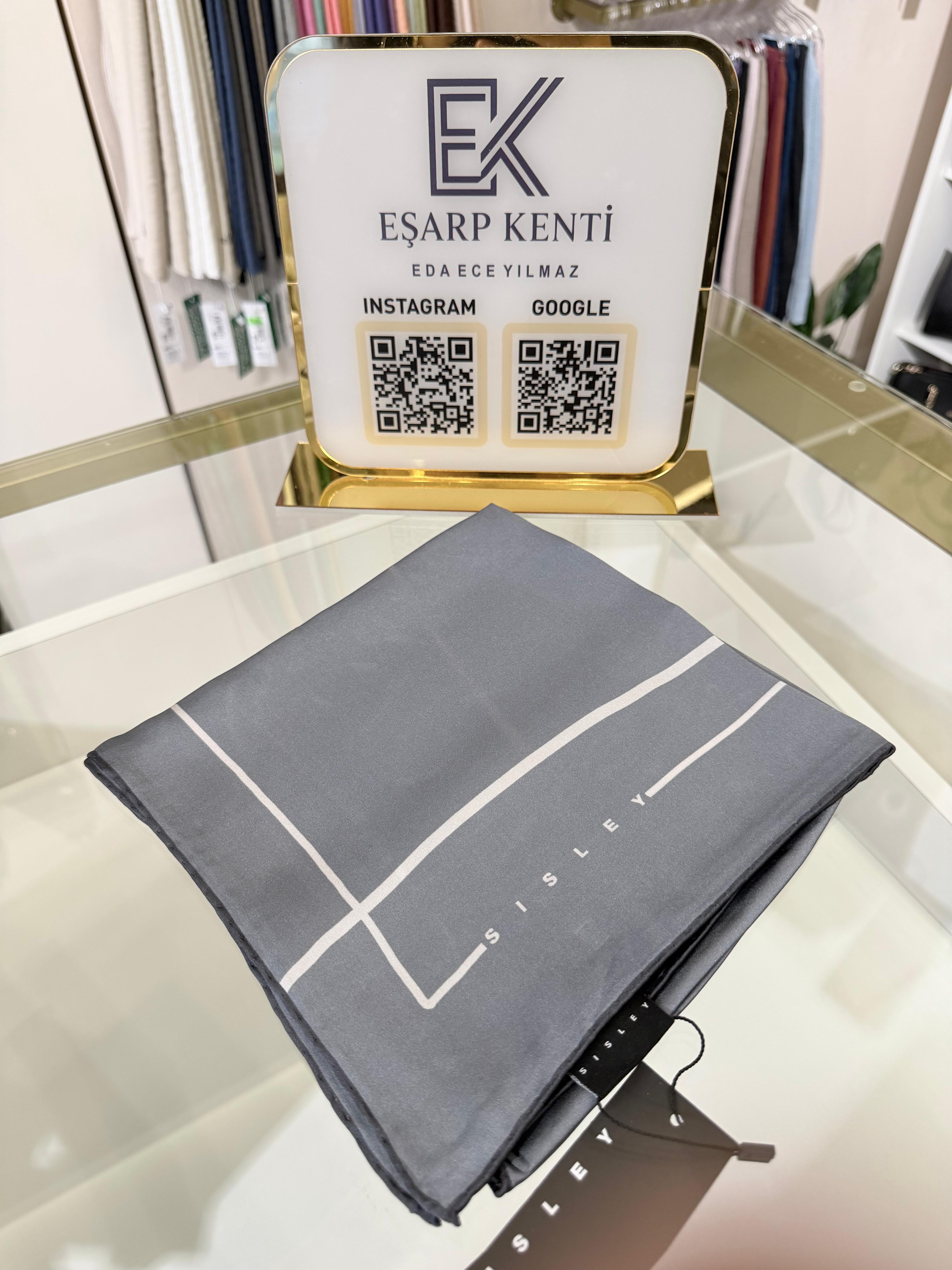 SİSLEY SURA İPEK EŞARP 2038 10 ANTRASİT
