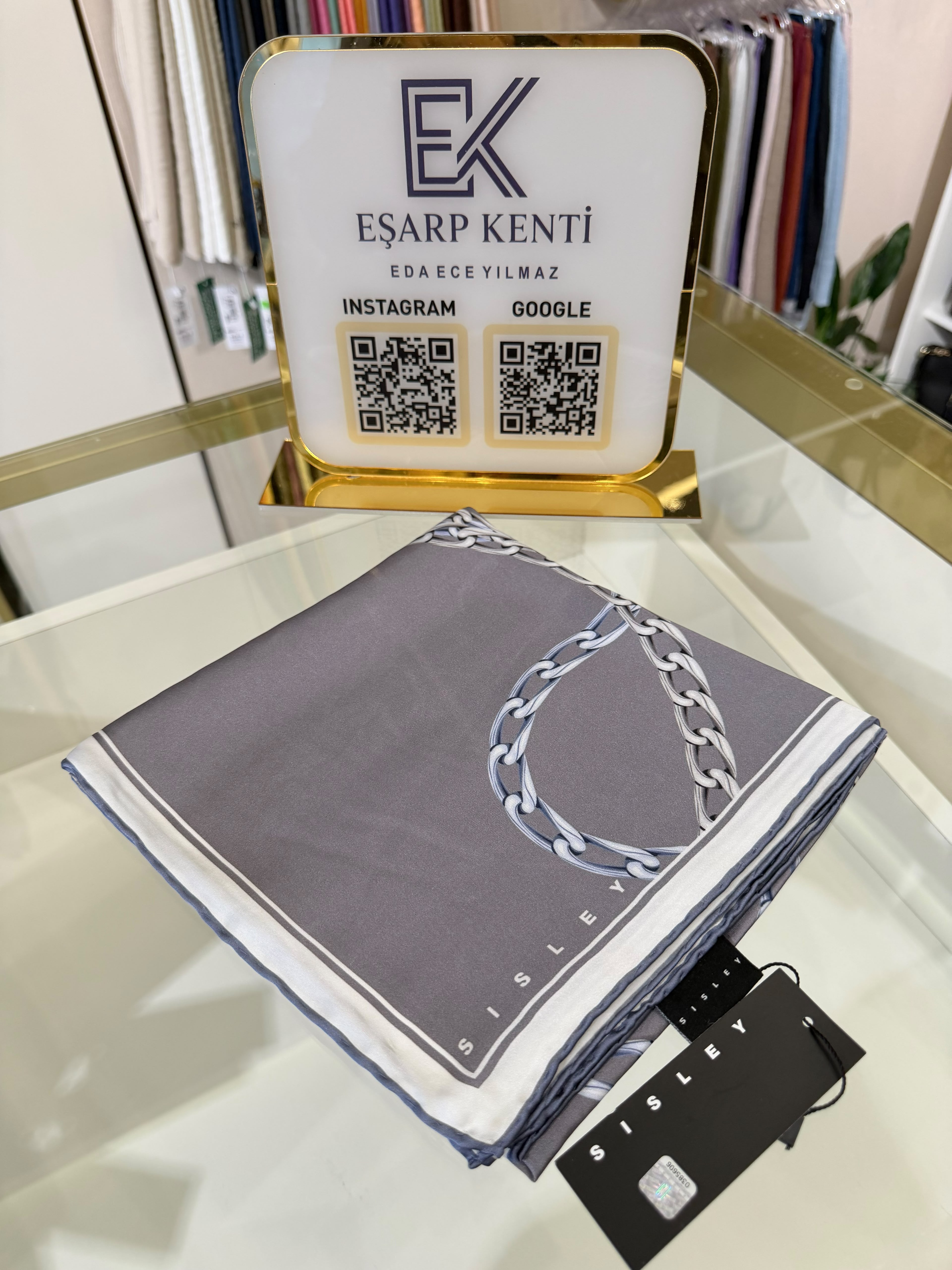 SİSLEY SURA İPEK EŞARP 2033 09 GRİ