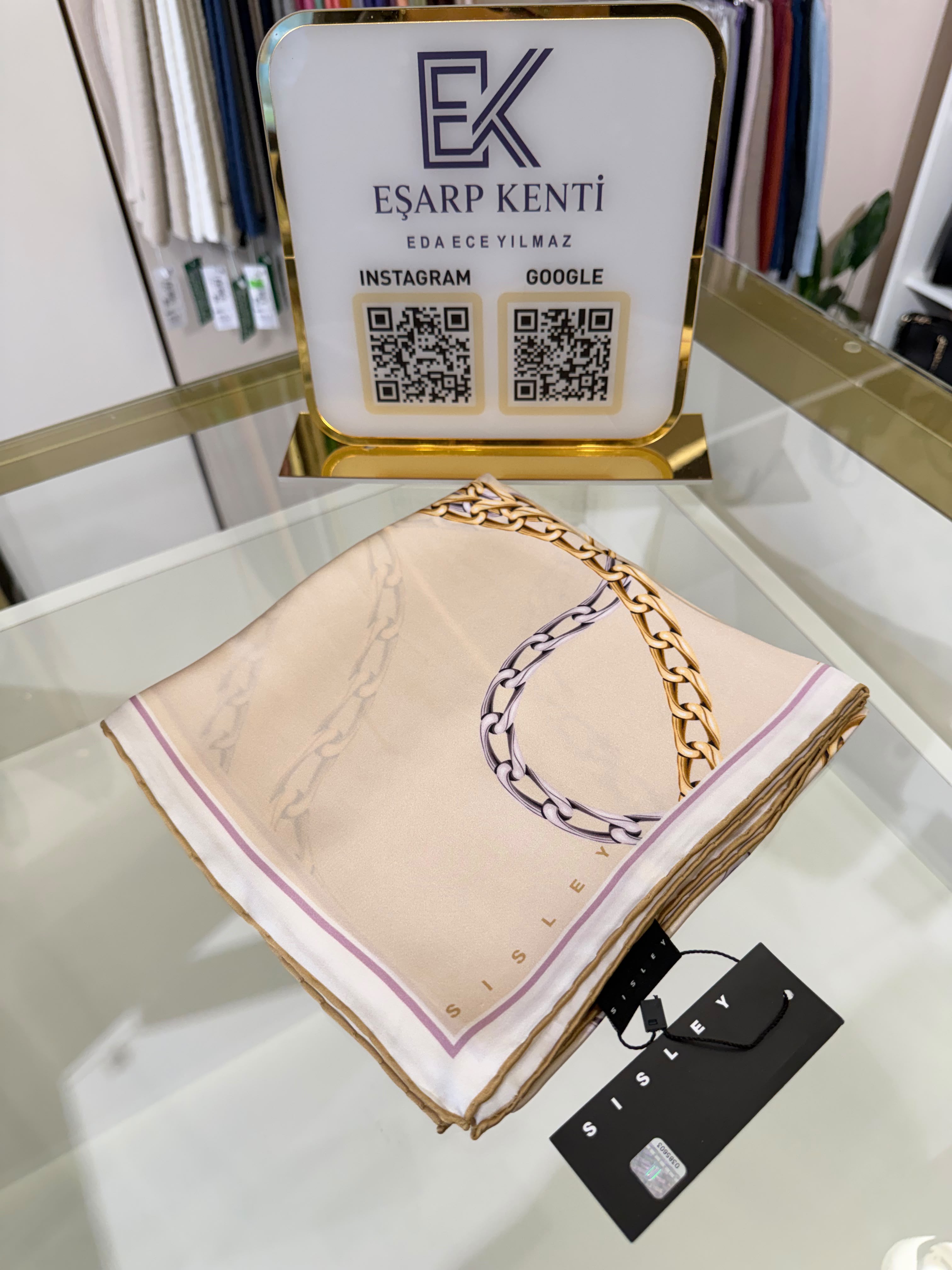 SİSLEY SURA İPEK EŞARP 2033 15 KREM